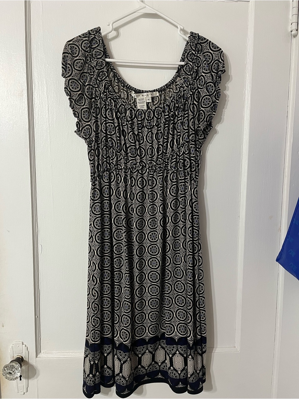 Max Studio Black & White Printed Midi Dress